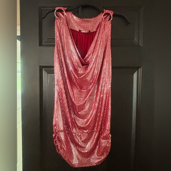lipstick Tops - Shimmery red Sequin Drape Tank
